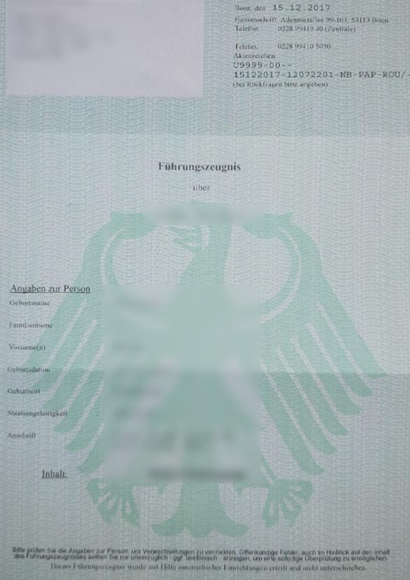 Translate German Police Check