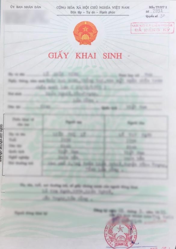 Translate Vietnamese Birth Certificate