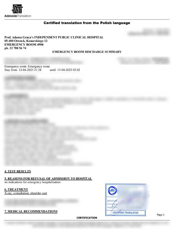 Translate hospital record