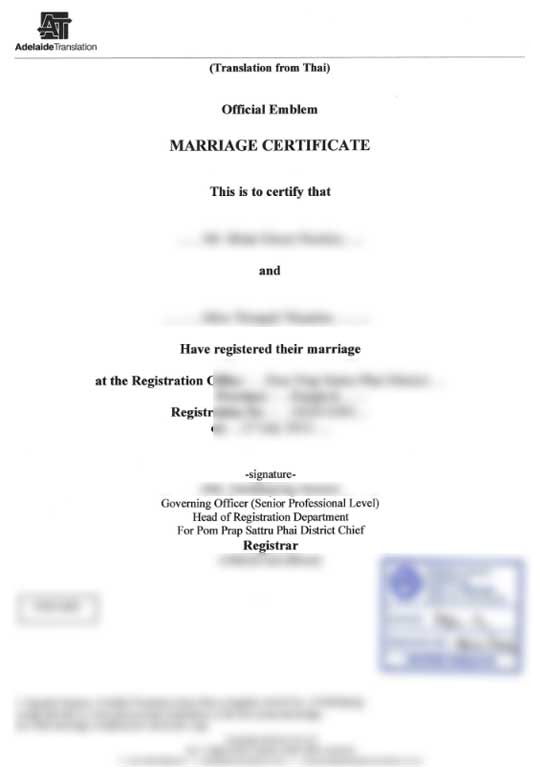 Translate marriage certificate