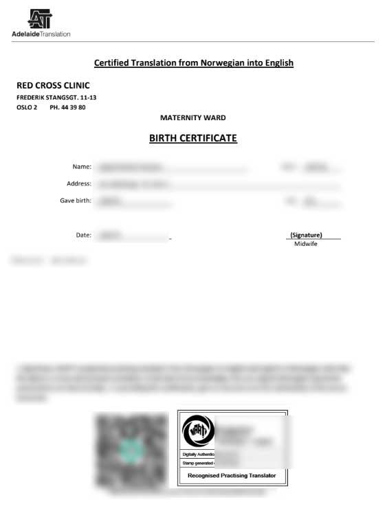 Translate birth certificate
